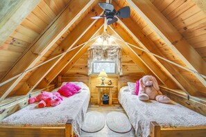 1 bedroom, iron/ironing board, bed sheets - Sevierville Log Cabin w/ Hot Tub Near Dollywood! (Sevierville)