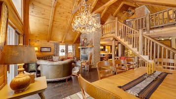 TV, fireplace, video-game console, books