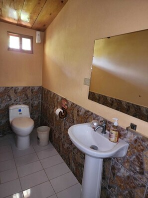 Douche, serviettes fournies, savon, papier de toilette