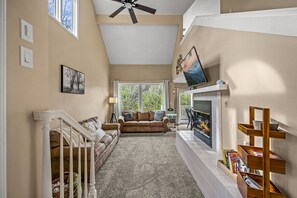 TV, fireplace - *Rustic 2BDR Cabin w/ HOT TUB! Jacuzzi + GAMES!* (Gatlinburg)