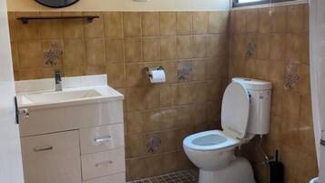 Shower, towels, soap, shampoo