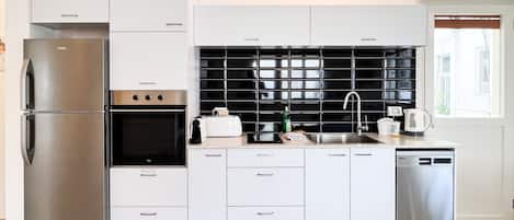 Apartment, 1 Bedroom, Terrace | Private kitchen | Coffee/tea maker, full-size fridge, microwave, oven