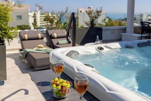 Outdoor spa tub - Fig Tree Bay Residences 6,Central Protaras, Heated Pool ,Elevator,Jacuzzi,Sauna  (Protaras)