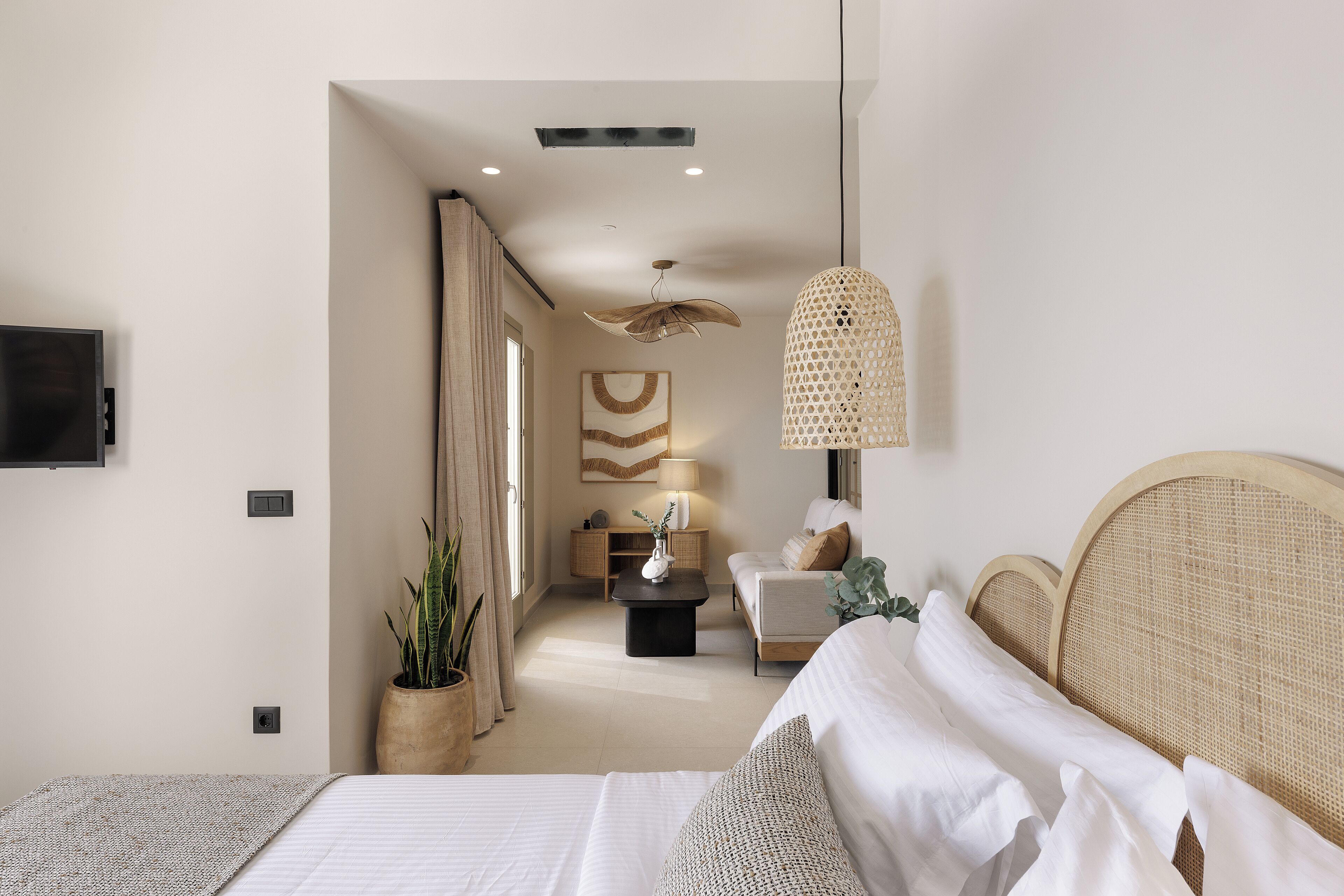 Suite Deluxe, 1 grand lit et 1 canapé-lit, bain à remous, vue océan | Draps en coton égyptien, literie de qualité supérieure