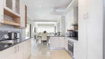 Fridge, microwave, oven, toaster