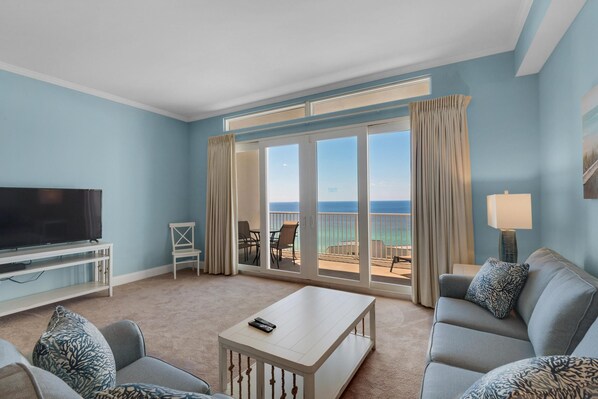 Condo, 1 King Bed with Sofa bed (Laketown Wharf 2013) | Living area | TV - Laketown Wharf 2013 (Panama City Beach)