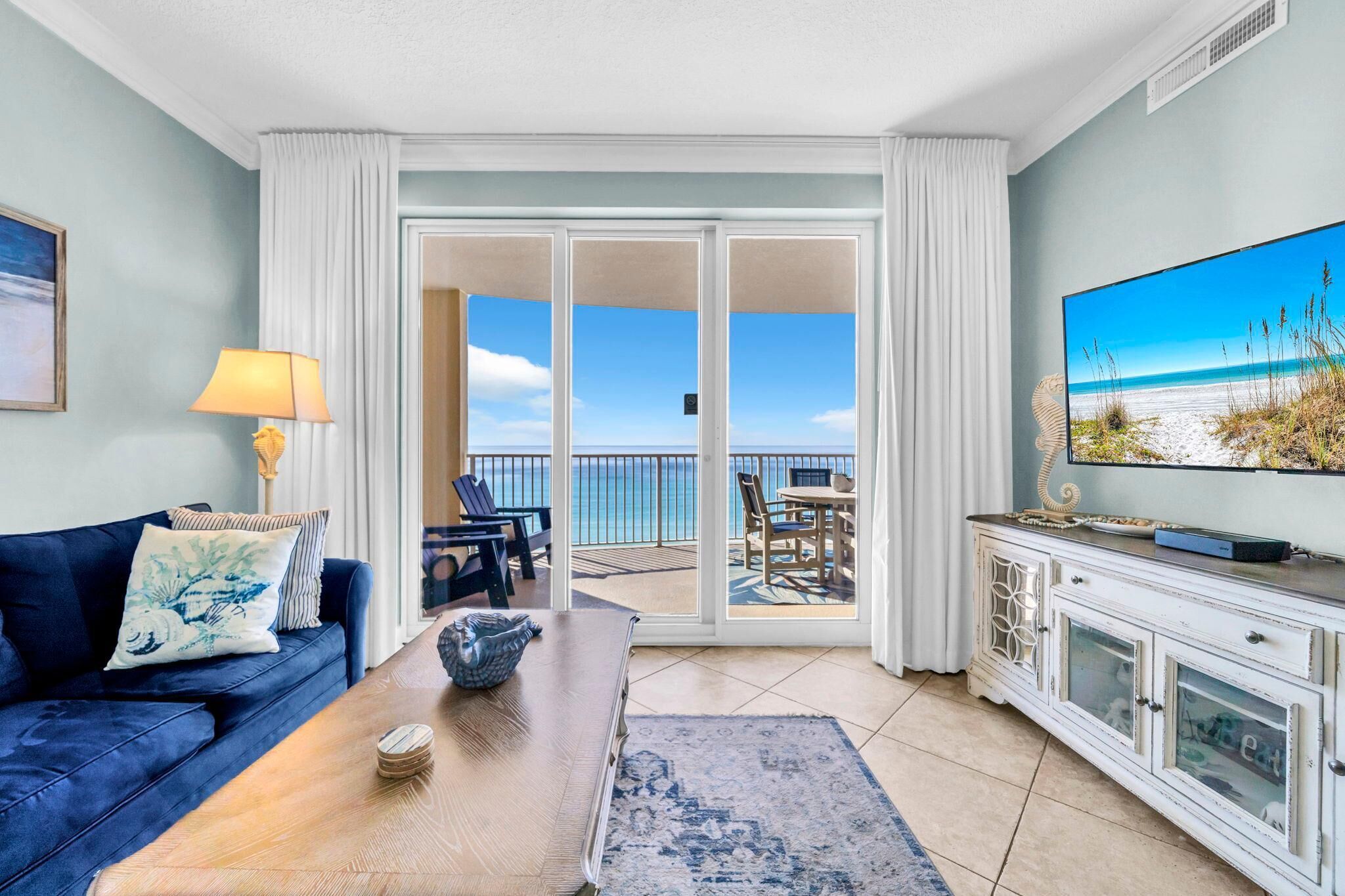 Condo, Multiple Beds (Ocean Villa 802) | Living area | TV