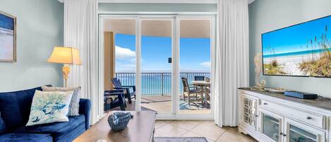 Condo, Multiple Beds (Ocean Villa 802) | Living area | TV