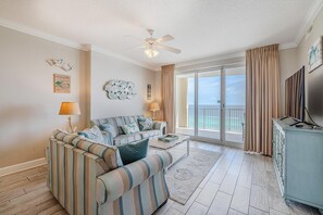 Condo, Multiple Beds (Ocean Villa 1102) | Living area | TV - Ocean Villa 1102 (Panama City Beach)