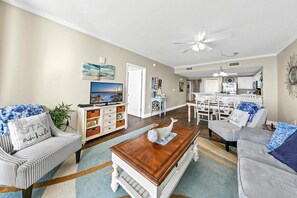 Condo, Multiple Beds (Majestic Beach Towers 1-1803) | Living area | TV
