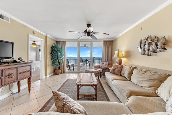 Condo, Multiple Beds (SeaSpray East 323- Gulf Front) | Living area | TV