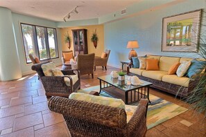 Condo, Multiple Beds (Seachase 704C) | Living area | TV