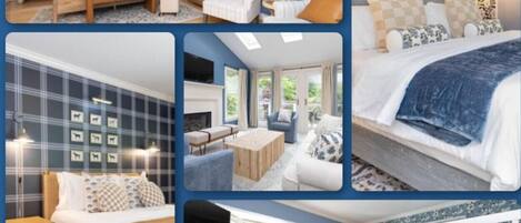 5 habitaciones, escritorio y tabla de planchar con plancha