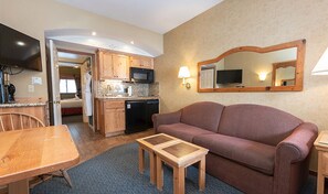 TV, DVD player, books, video library