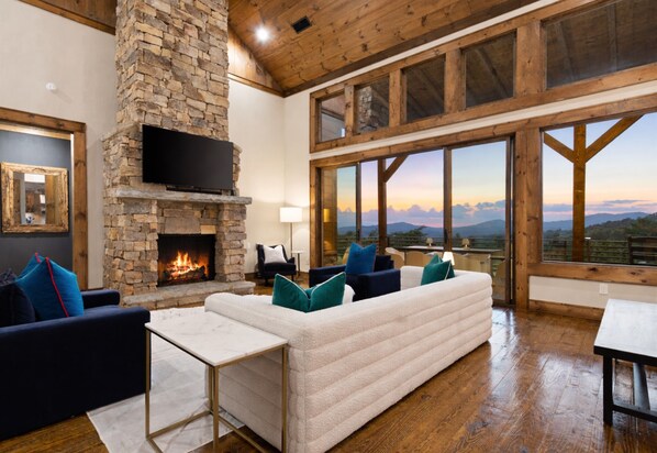 Smart TV, fireplace, table tennis, books