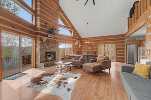 Smart TV, chimenea y libros