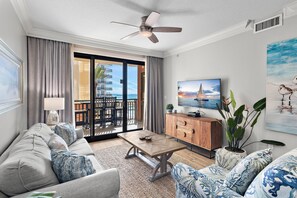 Condo, Multiple Beds (Emerald Grande W222- Rexford's BEACH ) | Living area | TV - Emerald Grande W222- Rexford's Beach Retreat (Destin)