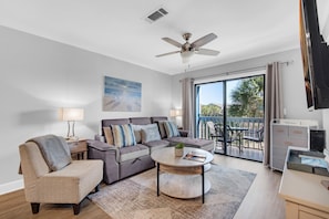 Condo, 1 Queen Bed with Sofa bed (Lakeview #6- Emerald Searenity) | Living area | TV - Lakeview #6- Emerald Searenity (Miramar Beach)