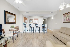 Condo, 1 King Bed with Sofa bed (Ariel Dunes II 2006) | Living area | TV - Ariel Dunes II 2006 (Miramar Beach)