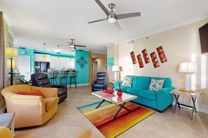 Condo, Multiple Beds (Beach Colony West 9D) | Living area | TV - Beach Colony West 9D (Pensacola)