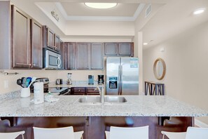 Condo, 1 King Bed with Sofa bed (Alerio E402- Just Beachy) | Private kitchen | Oven, toaster - Alerio E402- Just Beachy (Miramar Beach)