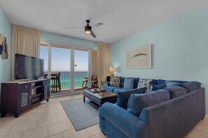 Condo, Multiple Beds (Leeward Key 903) | Living area | TV - Leeward Key 903 (Miramar Beach)