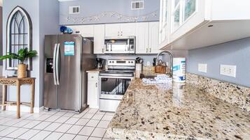 Condo, 1 King Bed with Sofa bed (Gulf Place Cabanas 203) | Private kitchen | Oven, toaster