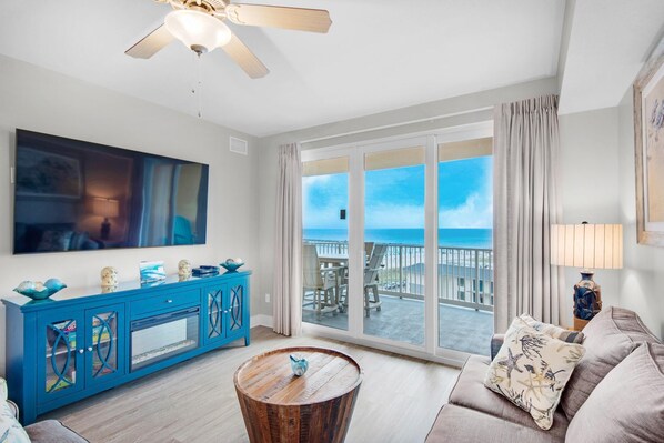 Condo, Multiple Beds (Calypso 3-807) | Living area | TV - Calypso 3-807 (Panama City Beach)