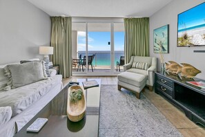 Condo, Multiple Beds (Majestic Beach Towers I 2002 Stay Sal) | Living area | TV - Majestic Beach Towers I 2002 Stay Salty (Panama City Beach)