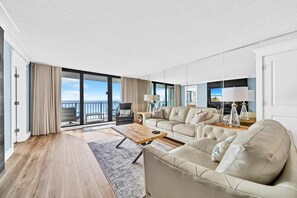 Condo, 1 King Bed with Sofa bed (Edgewater Tower 2-404) | Living area | TV - Edgewater Tower 2-404 (Panama City Beach)