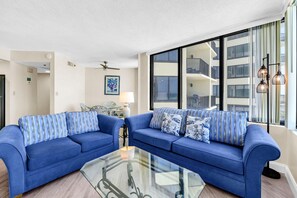 Condo, 1 King Bed with Sofa bed (Sunbird 508E) | Living area | TV - Sunbird 508e (Panama City Beach)