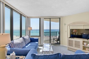 Condo, 1 King Bed with Sofa bed (Sunbird 508E) | Living area | TV - Sunbird 508e (Panama City Beach)