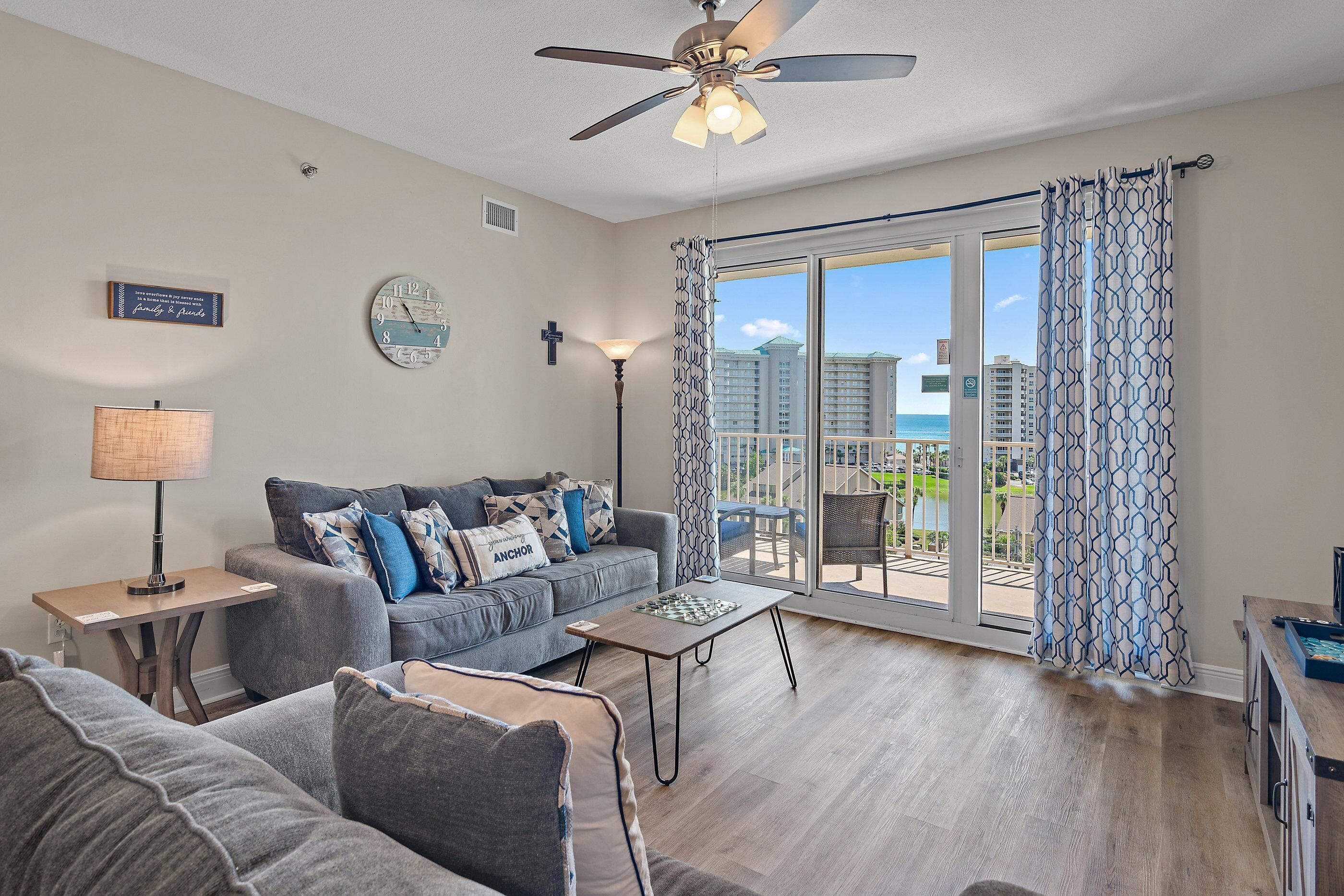 Condo, 1 King Bed with Sofa bed (Ariel Dunes II 703) | Living area | TV