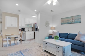 Condo, 1 King Bed with Sofa bed (Nautical Watch E-4) | Living area | TV - Nautical Watch E-4 (Panama City Beach)