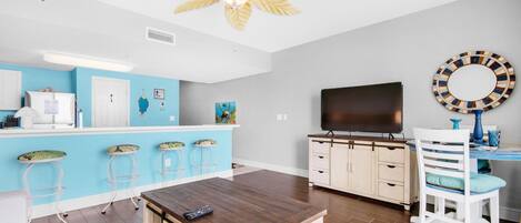 Condo, 1 King Bed with Sofa bed (Majestic Beach Towers 1-2113) | Living area | TV