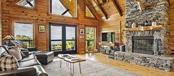Moondance | Log Cabin with Hot Tub, Fire Pit & Mountain Views!
