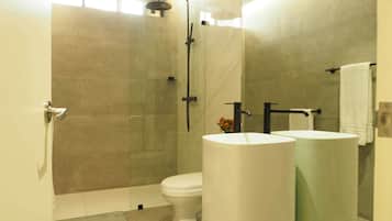 Departamento básico | Baño | Regadera, toallas, papel de baño