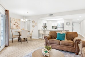 Condo, 1 King Bed with Sofa bed (Hidden Dunes Beach Cottage 208- Dune ) | Living area | TV - Hidden Dunes Beach Cottage 208- Dune Our Thing (Miramar Beach)