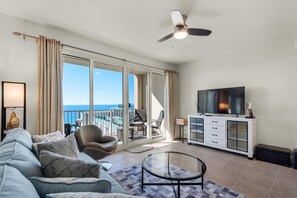 Condo, 1 Queen Bed with Sofa bed (Ariel Dunes I 1705) | Living area | TV - Ariel Dunes I 1705 (Miramar Beach)