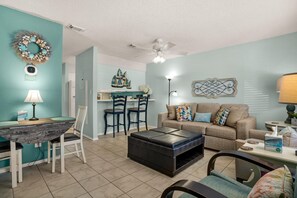Condo, 1 Queen Bed with Sofa bed (Sandprints D11) | Living area | TV - Sandprints D11 (Miramar Beach)