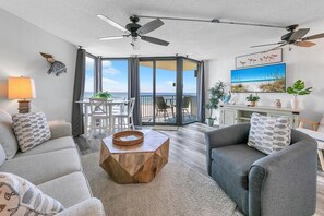 Condo, 1 Queen Bed with Sofa bed (Sunbird 404E) | Living area | TV - Sunbird 404e (Panama City Beach)