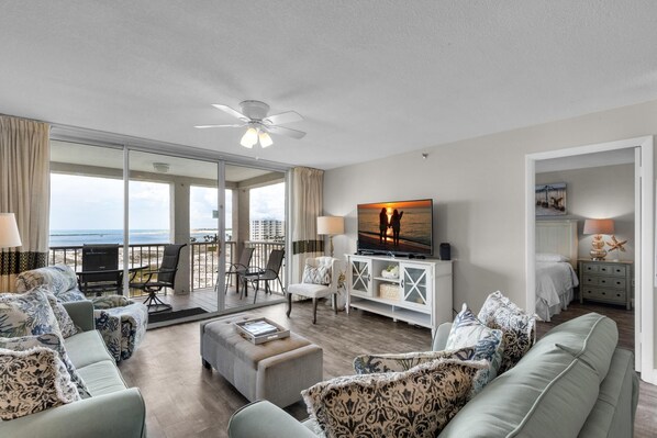 Condo, 1 King Bed with Sofa bed (Magnolia House #510- Gone Gulfin') | Living area | TV