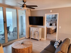 Condo, Multiple Beds (Emerald Beach 1036 - Turquoise Turtle) | Living area | TV - Emerald Beach 1036 - Turquoise Turtle (Panama City Beach)