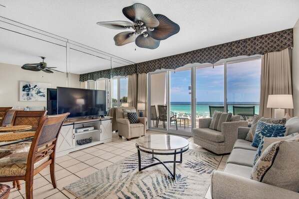 Condo, Multiple Beds (Sterling Sands 208) | Living area | TV - Sterling Sands 208 (Destin)