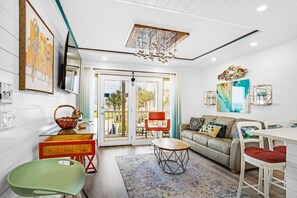 Condo, 1 King Bed with Sofa bed (Summer Breeze 203) | Living area | TV - Summer Breeze 203 (Miramar Beach)