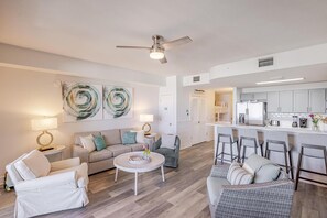 Condo, 1 King Bed with Sofa bed (Calypso 3-903 - Emerald Getaway) | Living area | TV