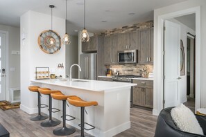 Fridge, microwave, oven, stovetop - Luxury River Run Chalet 129 I Great Views I Private Hot Tub I Best Price I Discounted Attractions (Fraser)