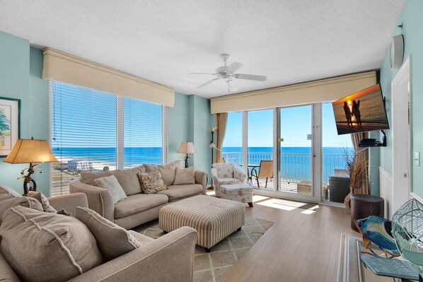 Condo, Multiple Beds (Leeward Key 806) | Living area | TV - Leeward Key 806 (Miramar Beach)