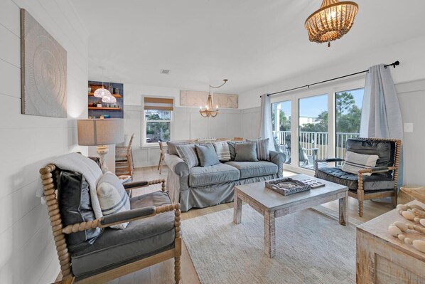 Condo, Multiple Beds (Beachside Villas 1123- A Sandy Carol) | Living area | TV