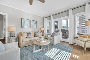Condo, Multiple Beds (Cassine Way 301 – 30A Blue Sky Breeze) | Living area | TV - Cassine Way 301 30A Blue Sky Breeze (Santa Rosa Beach)